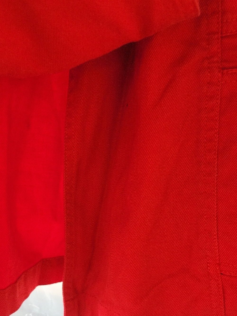 Divided Red Double-Breasted Jean Jacket - Picture 6 of 8